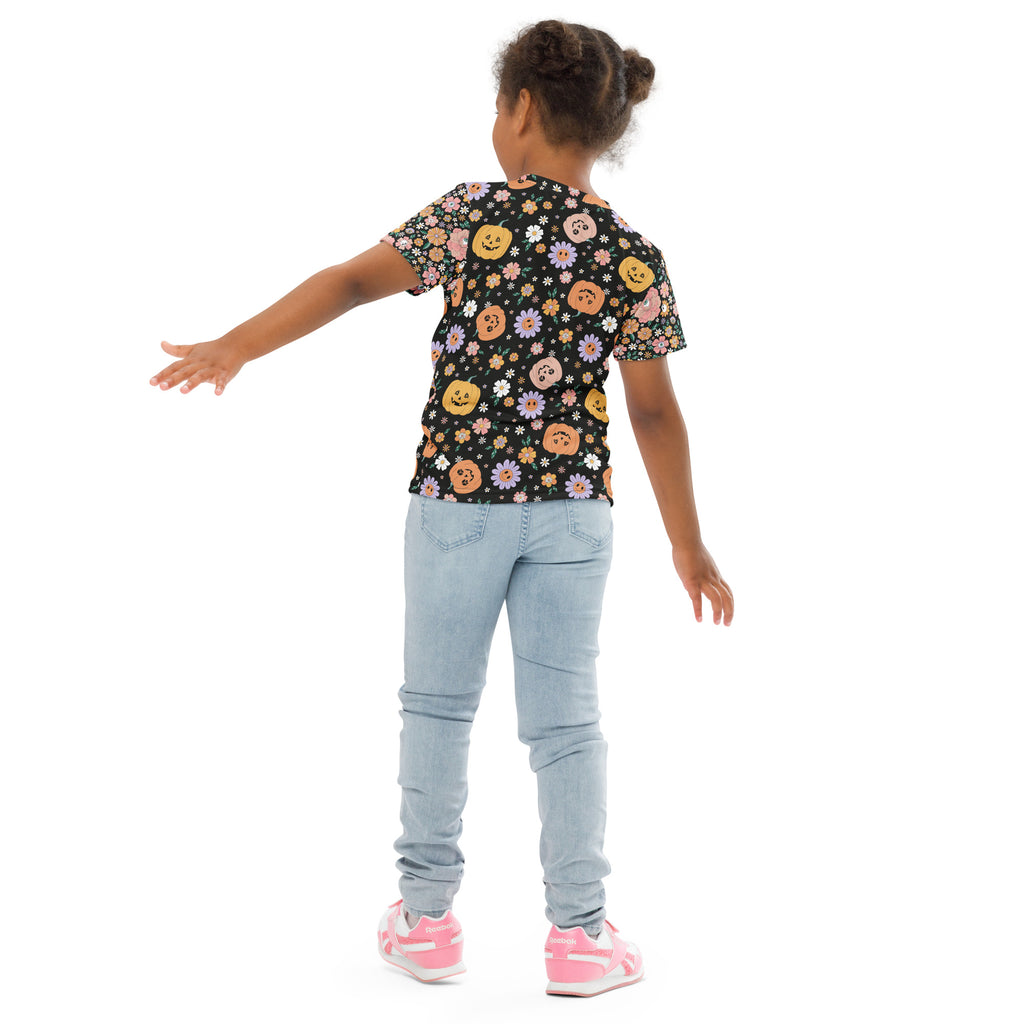 Floral Pumpkin - Kids crew neck t-shirt