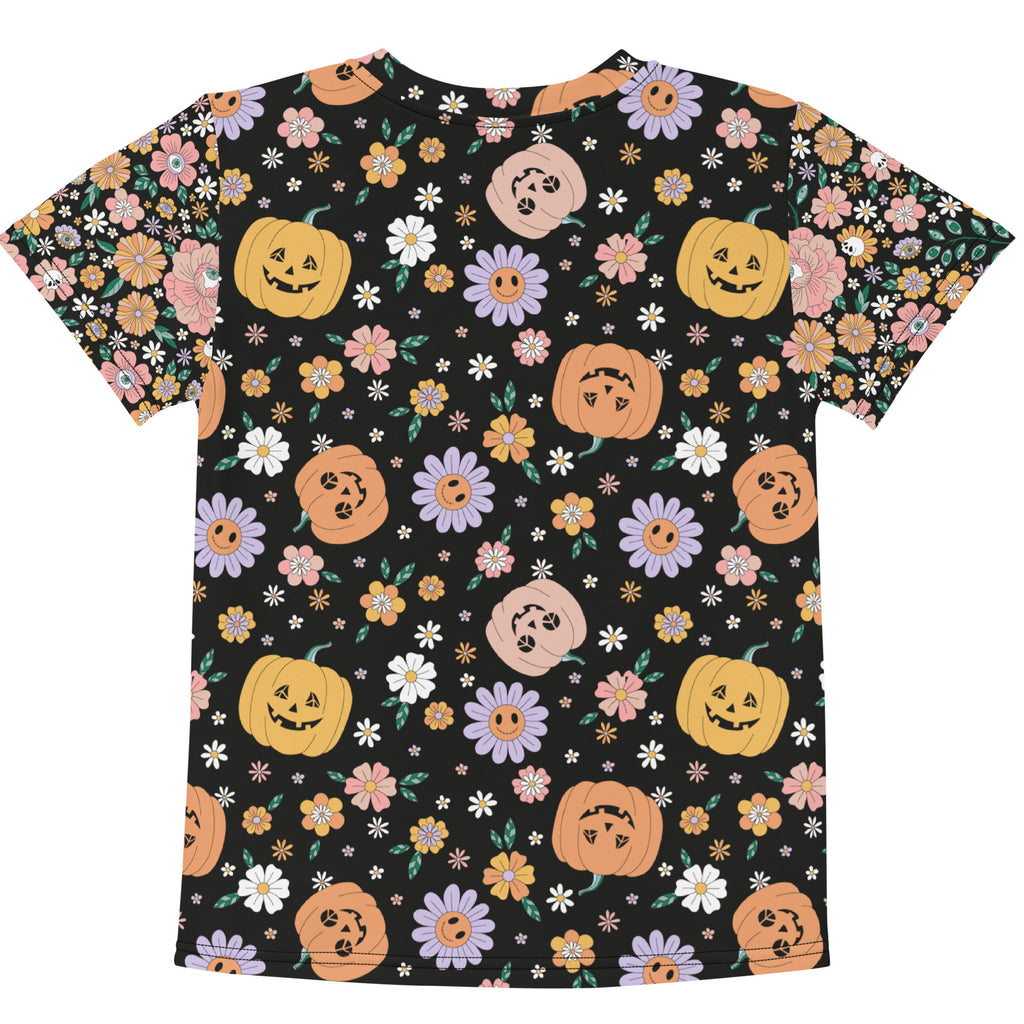 Floral Pumpkin - Kids crew neck t-shirt