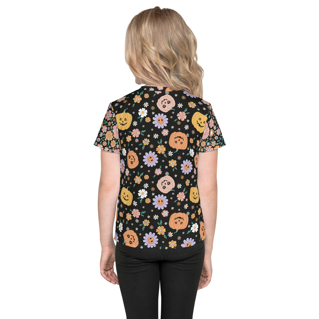 Floral Pumpkin - Kids crew neck t-shirt