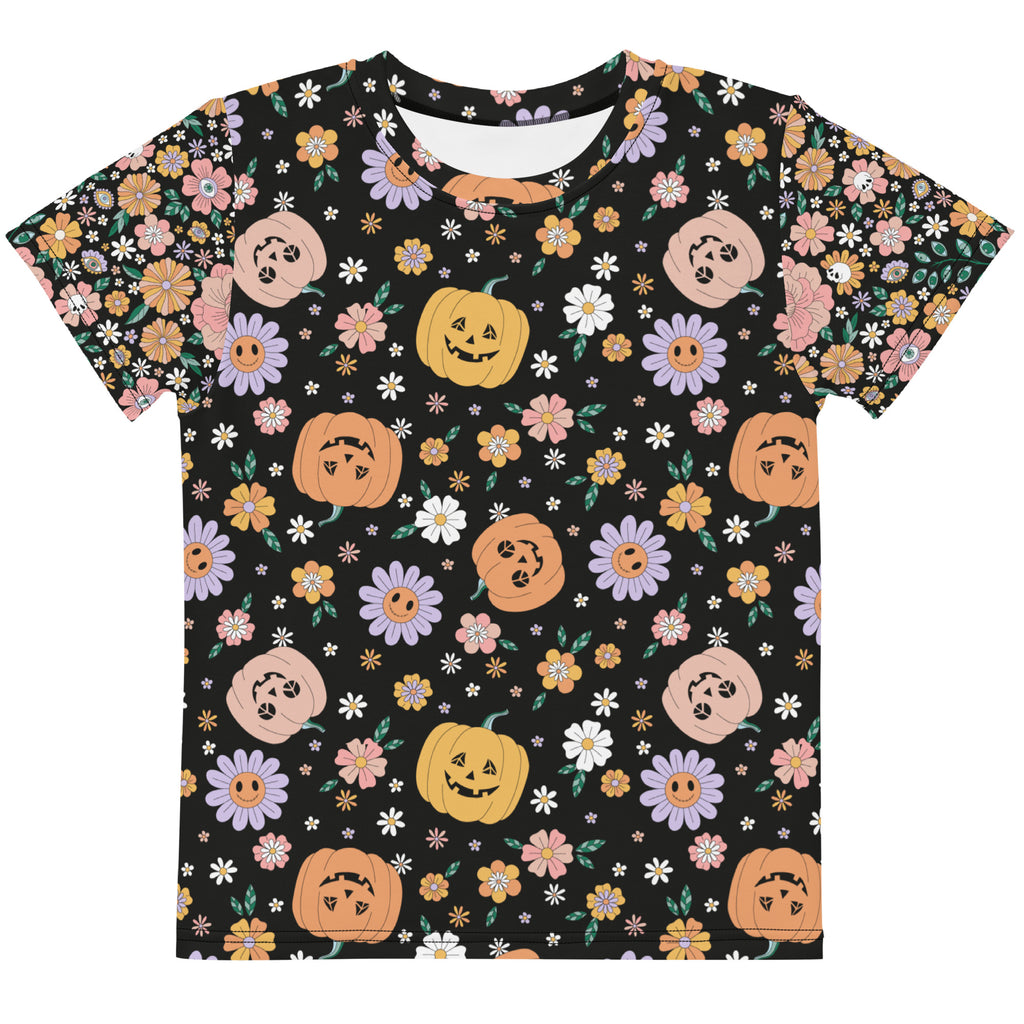 Floral Pumpkin - Kids crew neck t-shirt