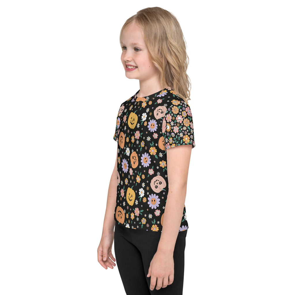 Floral Pumpkin - Kids crew neck t-shirt