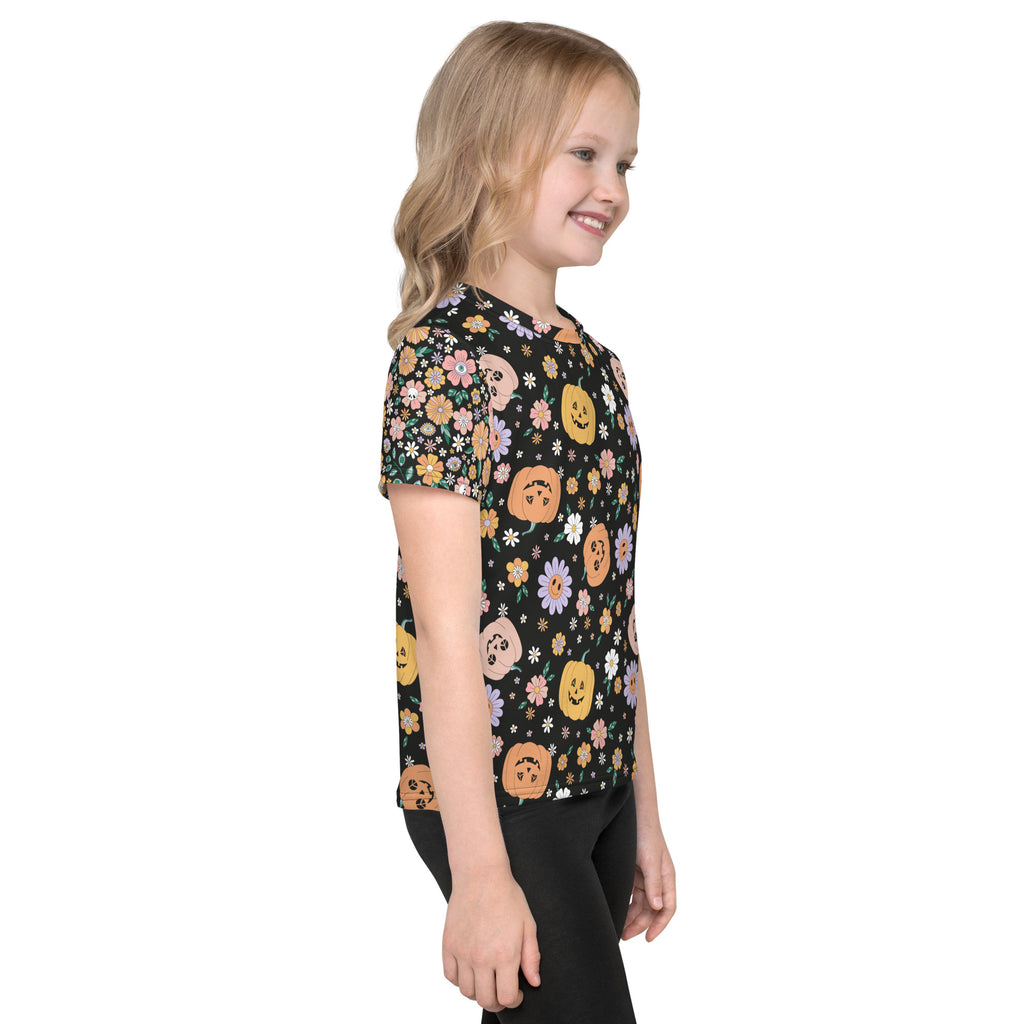 Floral Pumpkin - Kids crew neck t-shirt