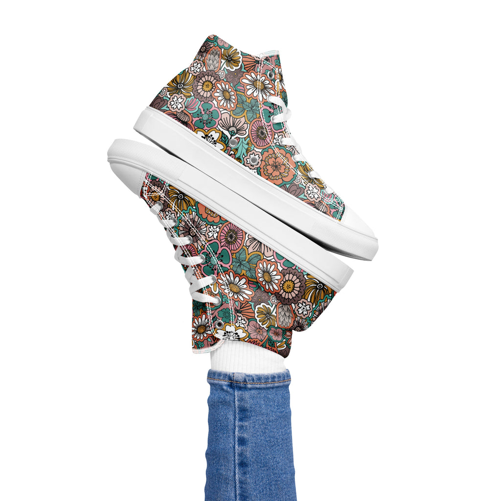 Sticker Book Flower Fields - high top canvas shoes