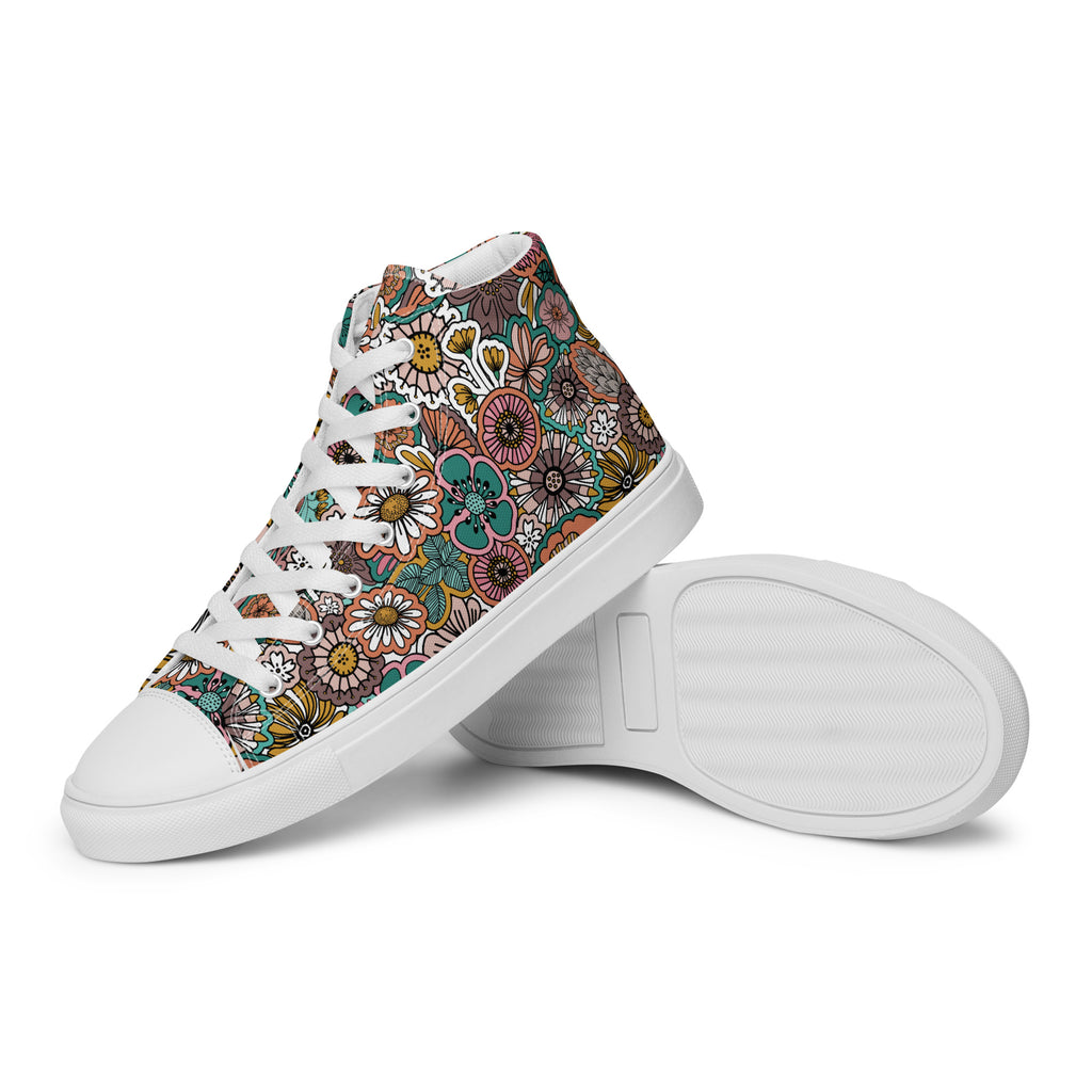 Sticker Book Flower Fields - high top canvas shoes