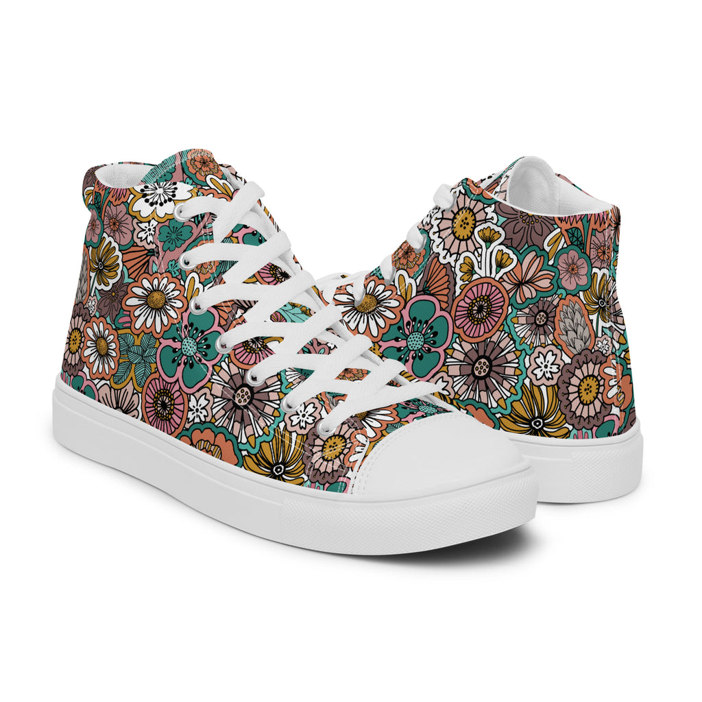 Sticker Book Flower Fields - high top canvas shoes