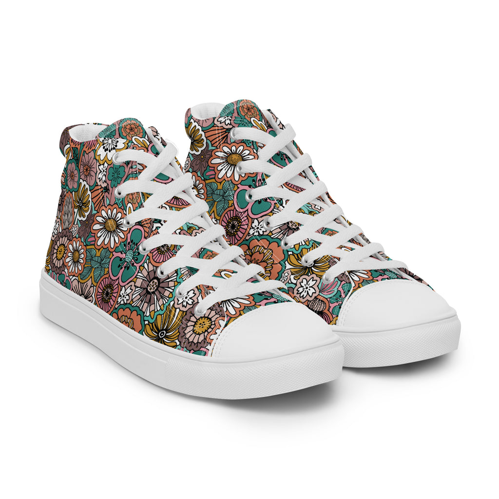 Sticker Book Flower Fields - high top canvas shoes